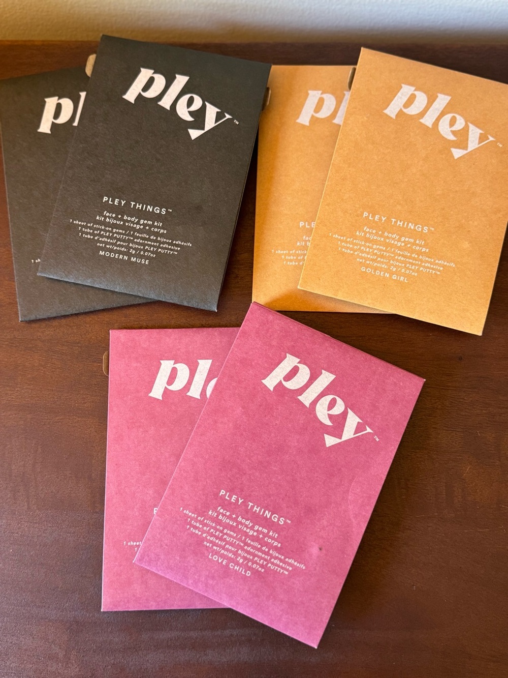 Set of Pley Things Face & Body Gem Kit NIB love child, modern muse, golden girl.